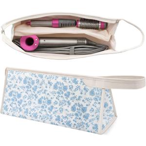 ZLFSRQ Quilted Hair Tools Travel Bag Compatible with Shark FlexStyle & Dyson Airwrap, Large Portable Organizer Case for Curling Iron & Styling Accessories Storage Case for Women