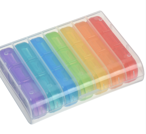Ezy Dose Weekly (7-Day) Pill Organizer, Vitamin and Medicine Box, Large Pop-Out Compartments, 3 Times a Day, Rainbow Colors