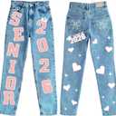 2 x Solsew Class of 2026 Senior Iron on Patches for Jeans Glitter Star Heart Bow Heat Transfer Stickers 2026 Senior Gifts Decorations Graduation Iron on Decals for Backpack Jacket T-Shirt DIY Crafts