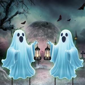 Halloween Outdoor Decorations Yard Signs Stakes,2pack Ghost Halloween Stakes for Garden Yard Lawn Porch Scary Trick or Treat Party Decorations Supplies Outside