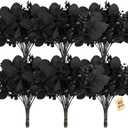 ZeKonan 40 Pcs Artificial Black Eucalyptus Stems, Fake Eucalyptus Leaves Branches Bouquet for Flower Arrangement DIY, Black Silk Flowers for Home Halloween Farmhouse Decor