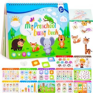 Toddler Books Educational Learning Toys for for 2+ 3 4 Year Old - Pre-Assembled Stickers & Reusable Activities Homeschool - Birthday Gifts for Girls Boys Ages 3 and Up - Toddler for Kid (Green)