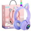 Unicorn Kids' Bluetooth Headphones,Foldable Wireless Headphones for Children with Cable and Microphone Earphones Volume Control,Unicorn-Inspired Gift Design for Birthday Gift & Christmas (purple)