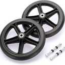 OwnMy 2PCS of 7.7 Inch Rubber Wheelchair Replacement Front Wheels, Anti-Slip Rollator Walker Replacement Wheels Accessories with 3.3 Inch Screw Rods, Black