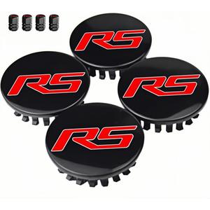 4PCS RS Wheel Center Cap Hub Cover and 4PCS RS Tire Valve Caps Compatible with Camaro Equinox Cruze Malibu Trax 59mm (RS-1)