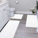 SHACOS White Bathroom Rugs Sets 3 Piece, 20"x32" + 20"x47" Non Slip Bath Mat and 20"x24" Toilet Rugs U Shaped Washable, Soft Fluffy Water Absorbent Bathroom Floor Mat
