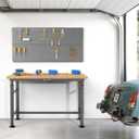 WALMANN Heavy Duty Adjustable Height Workbench 47.75" x 23.25", Rubber Wood Top Work Table for Garage, Workshop, 2000 lbs Load Capacity