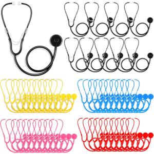 Leitee 50 Pcs Kids Stethoscope Real Working Stethoscope for School Role Play Doctor Nurse Cosplay Accessory (Multi Color)