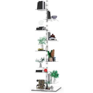 9-Tier Metal Spine Bookshelf - Vertical Tower for Booksfor Small Spaces, Multipurpose Corner Bookshelf, Tall & Narrow Ladder Bookcase, Ideal Book Display for Home or Office (8 Layers)