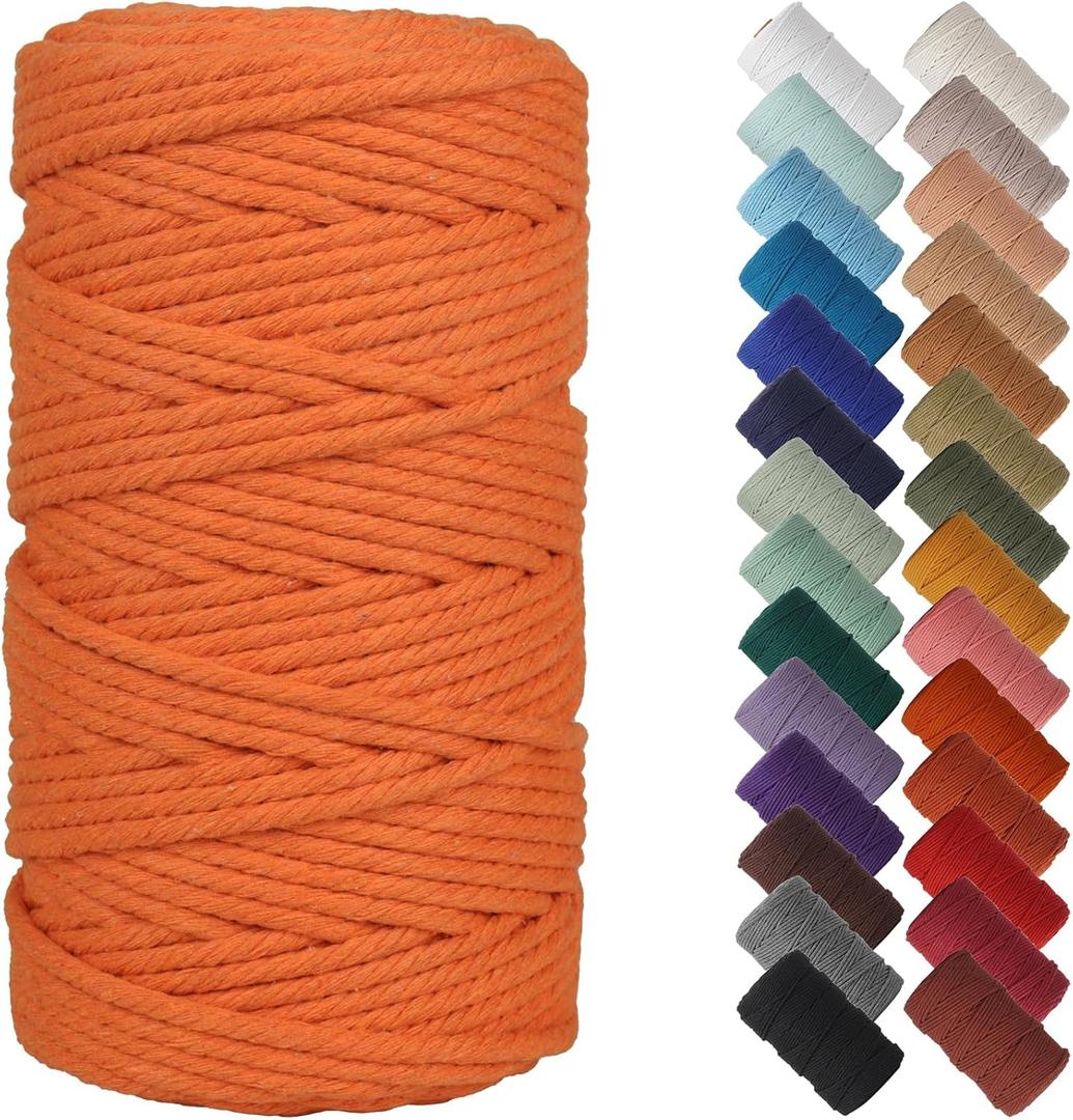 NOANTA Orange Macrame Cord 4mm x 109yards, Colored Macrame Rope, Cotton Cord Macrame Yarn, Colorful Cotton Craft Cord for Wall Hanging, Plant Hangers, Crafts, Knitting