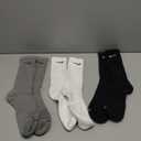 Nike Unisex Performance Cushion Crew Training Socks (3 Pairs) (Large, White/Grey/Black)