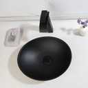 16"x12" Bathroom Vessel Sink Bowl, Stone Resin Vessel Sink with Faucet and Drain Combo, Black Oval Modern Above Counter Sink
