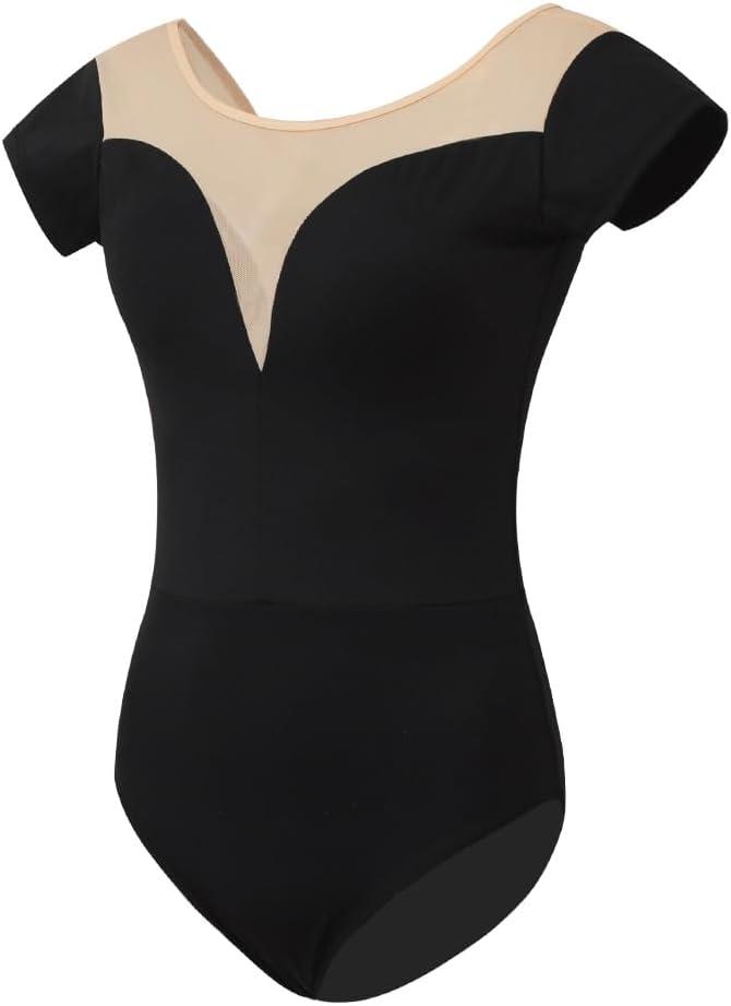 ROYAL SMEELA Womens Camisole Dance Leotards Short Sleeve Ballet Costumes for Women Backless Ballet Dance Leotards Black (XX-Large)