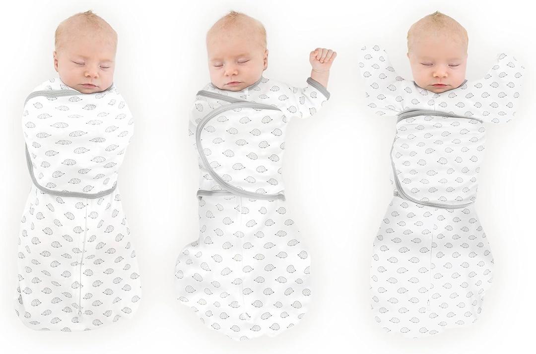 SwaddleDesigns 6-Way Omni Swaddle Sack Arms Up Swaddle for Newborn, More Options to Calm Startle Reflex, Improves Sleep (3M (12-18 Pound), Tiny Hedgehogs)