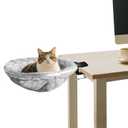 Cat Desk Bed, Cat Hammock Integrated Clamp Sturdy and Comfortable for Indoor Pets up to 40 lbs  Ideal for Remote Workers, Gamers, and Office Use  Removable and Washable Faux Fur Pad