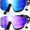 Swim Goggles, Frameless Wide View Swimming Goggles, Anti-Fog Anti-UV No Leaking Pool Goggles for Men Women Adult (Blue & Purple)