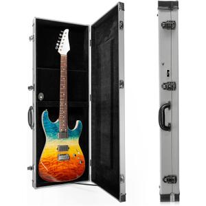 Electric Guitar Case Hard, Fits Fender Strat, Tele, and Standard Guitars, Portable 4-Layer Protection Hardshell with Comfort Handle, Secure Metal Lock (Light Grey)