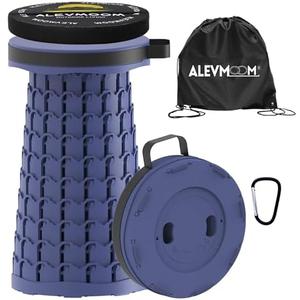 ALEVMOOM Upgraded Collapsible Stool with Cushion & Bag, 18" H Portable Retractable Telescoping Folding Stool for Adults, Lightweight But Sturdy Capacity 600 lbs for Camping Fishing Hiking Travel