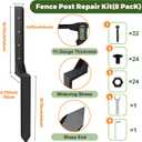Fence Post Repair Kit, Thickened Heavy Duty Fence Post Anchor Stakes for Repair Tilted, Broken Wood Posts Support (Black, 8 Pack)