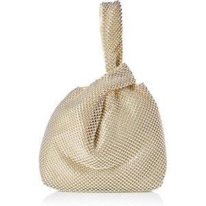 Jessica McClintock Womens Logan Mesh Pouch Evening Bag (Light Gold)