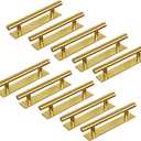 10 Pack Self-Stick Push Pull Helper ABS Plastic Wardrobe Handle Instant Cabinet Drawer Furniture Handles (Gold)