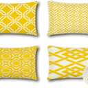 OTOSTAR Set of 4 Waterproof Throw Pillow Covers 16x24 Inch Farmhouse Geometric Square Pillow Cases for Couch Patio Furniture Balcony Garden Outdoor Decoration Geometry 40-Yellow