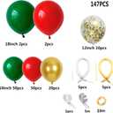 Red Green Gold Balloon Garland Kit, Confetti Balloons Long Balloon and Metallic Balloons for Baby Shower Birthday Graduation Wedding Festival Party Decoration (147pcs)