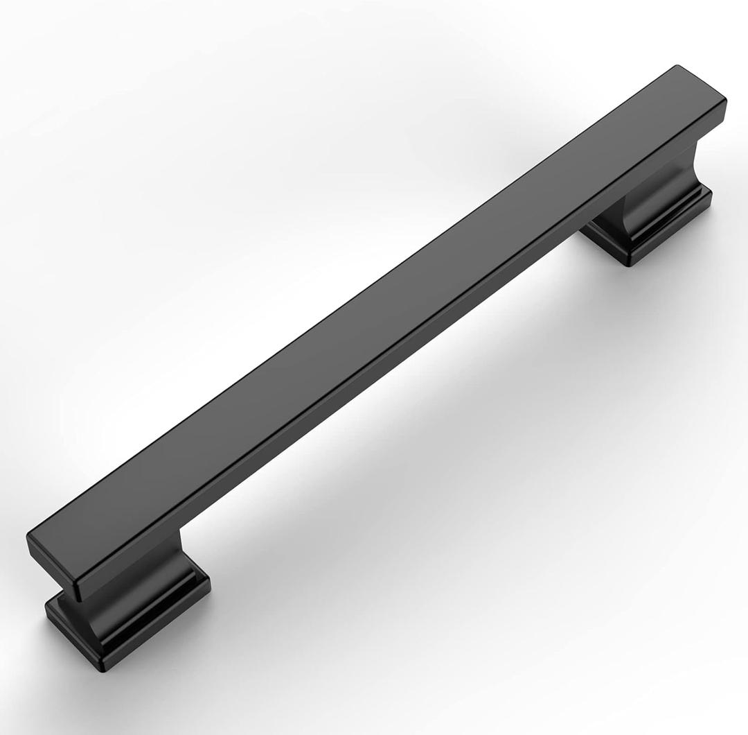 Amerdeco 6 Pack Matte Black Cabinet Pulls 5 Inch(128mm) Hole Centers Kitchen Cabinet Handles Cabinet Hardware Kitchen Handles for Cabinets Cupboard Handles Drawer Pulls ZH00013