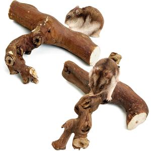 PINVNBY 2 PCS Wooden Hamster Climbing Branches 5.9 in Natural Grapevine Syrian Hamster Chewing Toys Small Animal Habitat Decor Accessories for Gerbils Mice Rat and Dwarf Pets
