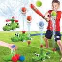 Intoypad 4-in-1 Kids Water Sprinklers T Ball Set & Water Ball Toy, Crocodile Baseball Sprinkler for Backyard Outdoor Summer Toys for Boys Girls Outside Yard Water Game Toys for Kids Toddlers Ages 3-8