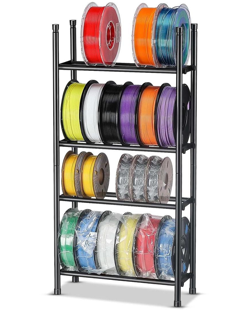 AHOWPD Desktop 3D Printer Filament Storage Rack - Tabletop 2-Tier Stackable Organizer for Filament Spools, Holds 5 Spools per Layer, Expandable to 4 Layers for PLA/ABS/TPU Filament (4-Tier)