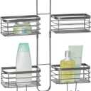 mDesign Metal Steel Hanging Shower Caddy, 4 Basket Organizer Rack for Bathroom; Hold Handheld Shower Head, Hose, Shampoo, Conditioner, Shaving Cream, Soap, Loofah - Carson Collection - Soft Brass