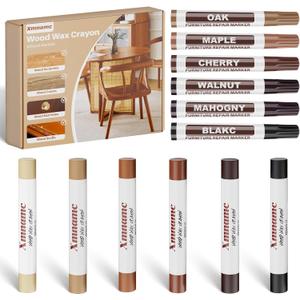 Wood Filler Sticks, 12 Colors Furniture Markers Touch Up for Repair Any Furniture Scratch, Scuffs, Cracks and Nail Holes on Wood Furniture, Floors, Doors, Cabinets, Tables