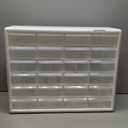 Akro-Mils 24-Drawer Plastic Drawer Storage Cabinet for Garage Organization, Bead Organizer, Building Bricks Storage, Teacher Toolbox, Makeup Organizer, 20" W x 6" D x 16" H, 10124 White