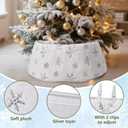 LIHAO Christmas Tree Collar with Snowflake Sequins Pattern, 24'' Christmas Tree Skirt Tree Base Cover Collar Stand, Xmas Tree Ring for 3ft 4ft 5ft 6ft Artificial Trees Festival Home Decor