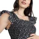 Motherhood Maternity Women's Sleeveless Ruffle Shoulder Smocked Maxi Pregnancy Dress (M)