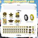 Candy Leis for Graduation 2026 - Candy Lei Making Kit Clear Poly Tubing Gold Black, 12 Tubing Clear, 2 Rolls Ribbon, 72 Paper Cards 12 Stickers DIY Grad Gift Supplies College High School
