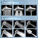 High Pressure Rainfall & Handheld Shower Head Combo, 3-Spray Fixed Showerhead and 6 Sprays Hand Held with 6ft Stainless Steel Hose and Adjustable Extension Arm (Silver black)