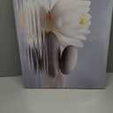 QIXIANG Zen Wall Art Black Stones and White Lotus Flowers Picture on Canvas Prints for Yoga Spa Meditation Bathroom Decor with Framed (Zen Stones Lotus -3, 16.00" x24.00")