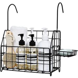 Large Rustproof Shower Caddy Hanging, 304 Stainless Steel Hanging Shower Organizer Basket for Bathroom & Bathtub, Over the Rod Shower Rack for Shampoo, Conditioner, Soap & Bath Accessories(Black)