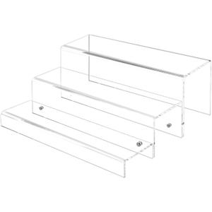 3 Tiers Bar Shelves for Liquor Bottles, 15" Bar Organizer for Countertop, Clear Acrylic Risers Display Racks Stands for Figures Pops Cupcake Perfume Collections (Patent: D1076520S)