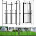 8 Panels No Dig Decorative Garden Fence with Gate, 40in(H)  17.6ft(L) Heavy-Duty Rustproof Metal Panels, Outdoor Dog Barrier for Yard & Patio, Landscape, Border| Portable Temporary Fencing
