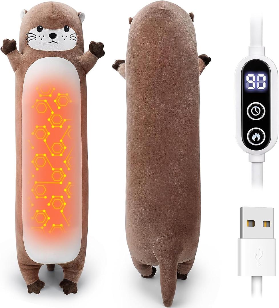 Otter Heating Pad-USB Heated Plush Stuffed Animals for Period Cramps and Menstrual Pain Relief,20 Portable Electric Heating Pad,Kawaii Built-Pocket Plushies for Women Mom Girls Gifts