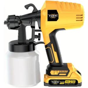 Wireless HVLP Spray Gun with Lithium-ion Battery - Electric Paint Tool, 3 Spray Modes (Wide to Narrow), Detachable Container and Easy to Clean Nozzle (Single Machine + 1 Battery)