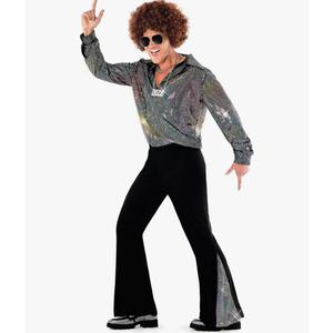 Morph Mens Disco Costume 70s Outfit Full Disco Shirt Retro Party Wear 70s Style Clothing for Men Chain Not Included Size XL