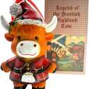 Highland Cow Ornament Scottish Christmas Tree Decoration Cattle with Kilt and Santa Hat Scotland Souvenir Holiday Home Decor