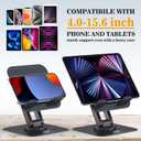 OCYCLONE iPad Stand, 360 Rotating Adjustable Foldable iPad Tablet Holder for Desk Compatible with Kindle Tablet iPad 4" - 15.6" Portable Monitor Stand, Black