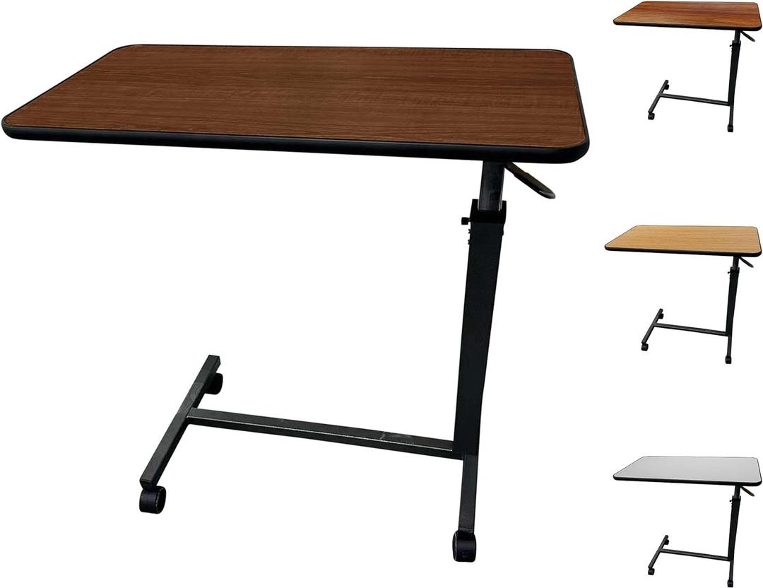 ProHeal Medical Overbed Table with Wheels and Adjustable Height - Mahogany Color Rolling Over Bed Bedside Table for Hospital and Home Use ProHeal Medical Overbed Table with Wheels and Adjustable Height - Mahogany Color Rolling Over Bed Bedside Table for Hospital and Home Use