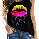 SAUKOLE Women's Sleeveless Tank Tops Yoga Workout Shirts Cute Printed Loose Fit Running T-Shirt