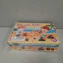 FHOZGECY Beach Toys, Sand Toys for Kids Boys and Girls with 4 Beach Construction Vehicles, 4 Collapsible, Sand Castle Building Kit, Sand Molds, Mesh Bag, Outdoor Toys for Kids Ages 4-8